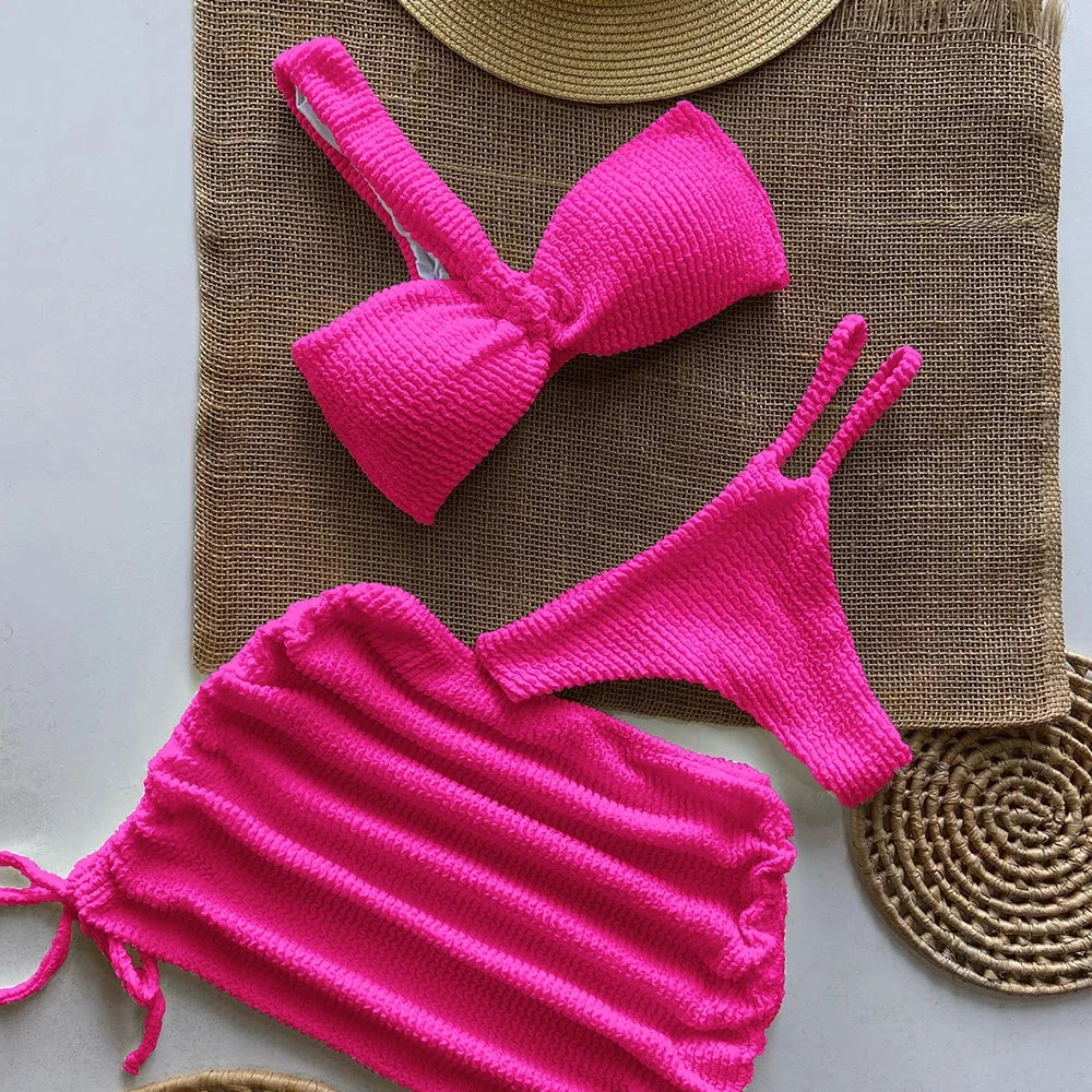 Sexy 3pieces Micro Bikini 2025 Women Swimsuit Female Swimwear Thong Bikinis Set Brazilian Beach Wear Bathing Suit Biquini - 3KDyn